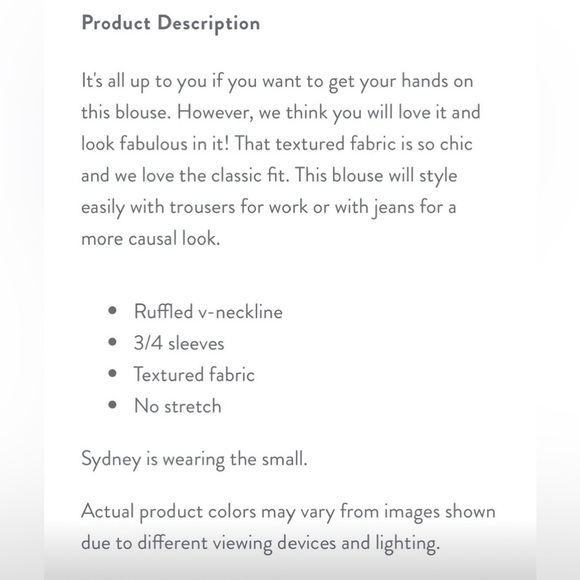 Lilac 3/4 Sleeve Shirt | Textured Knit | Ruffled V-Neck - Picture 8 of 8